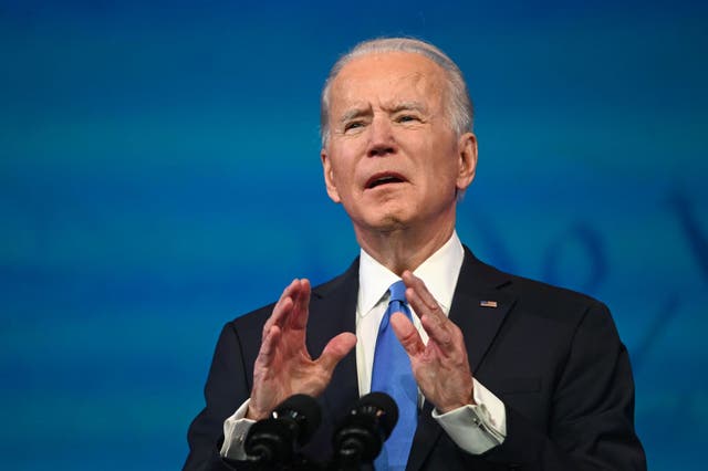 <p>President-elect Joe Biden speaks during remarks Monday night after the Electoral College voted to make him the winner of the 2020 election.&nbsp;</p>