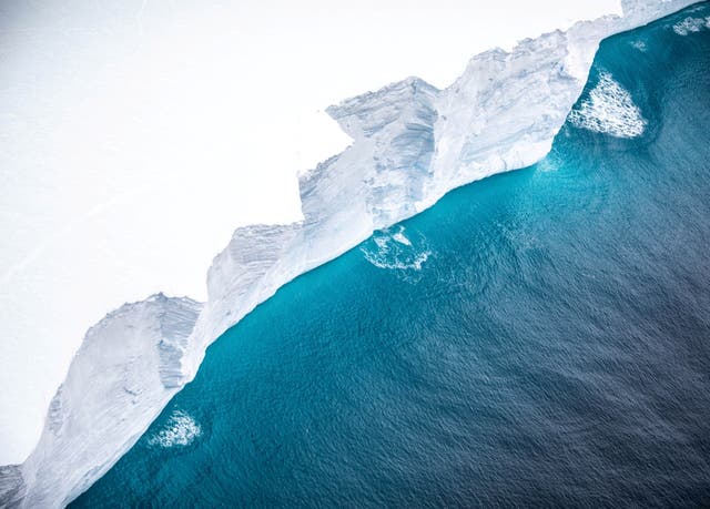 <p>The iceberg is up to 38 metres high above water, and extends around 200 metres below the water</p>