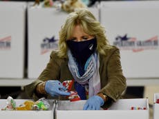 Dr Jill Biden assembles Christmas care packages for troops