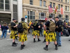 Proud Boys march kilts made by LGBTQ-owned company