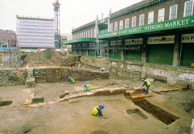 The excavation site in Spitalfields