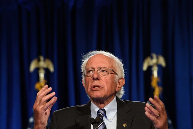 Senator Bernie Sanders, Independent of Vermont, speaks at George Washington University in Washington, DC, on 24 September, 2020