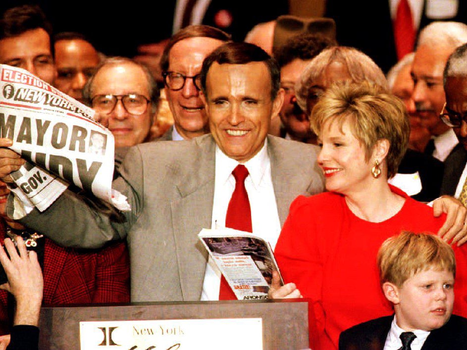 Giuliani is elected mayor of New York in 1993 after losing his previous attempt