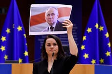 Belarus opposition wins rights prize, urges EU to be braver