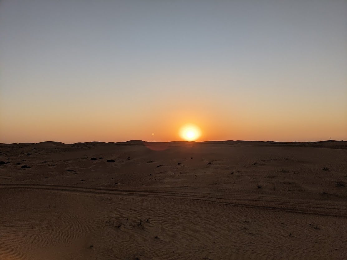 Sunset in the Arabian desert with no one around for miles