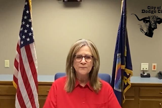 Mayor Joyce Warshaw of Dodge City in western Kansas resigned on Tuesday