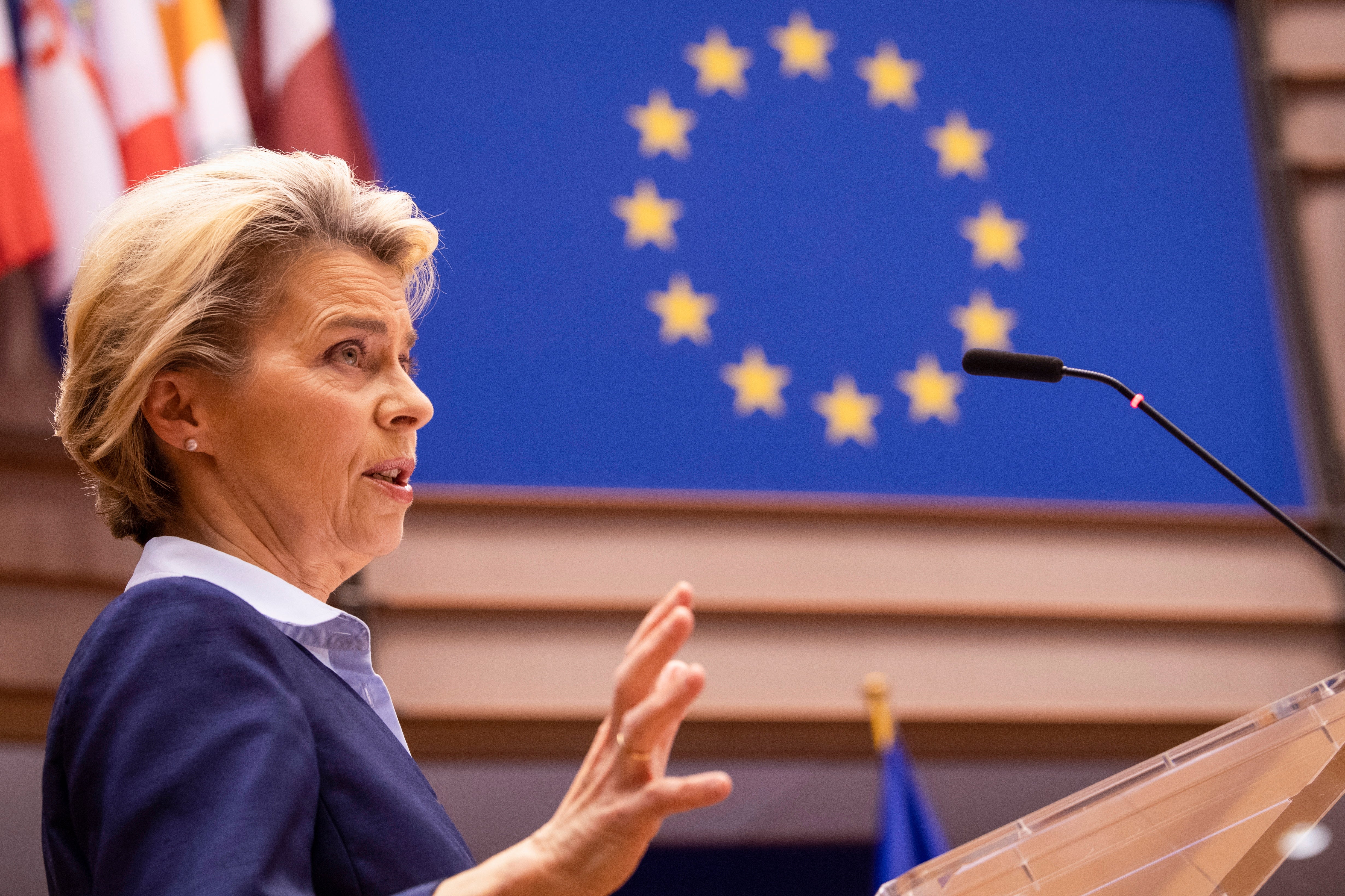 Ursula von der Leyen addresses the European Parliament