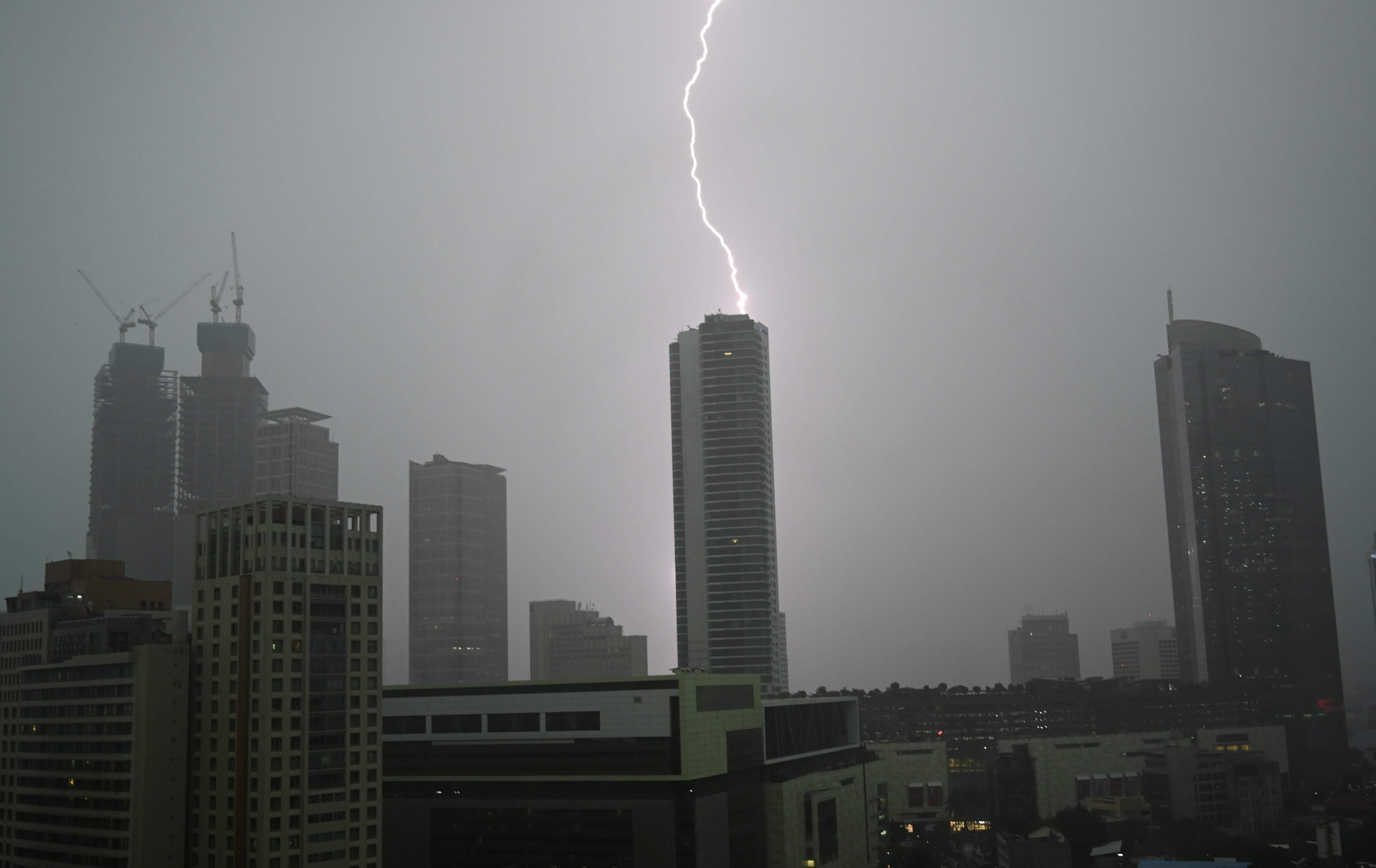 Storm hits Jakarta in Indonesia in October 2020