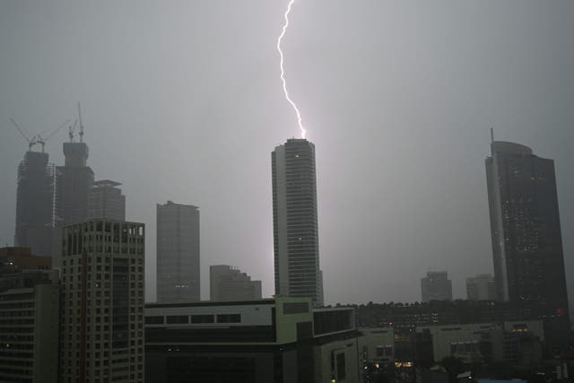Storm hits Jakarta in Indonesia in October 2020