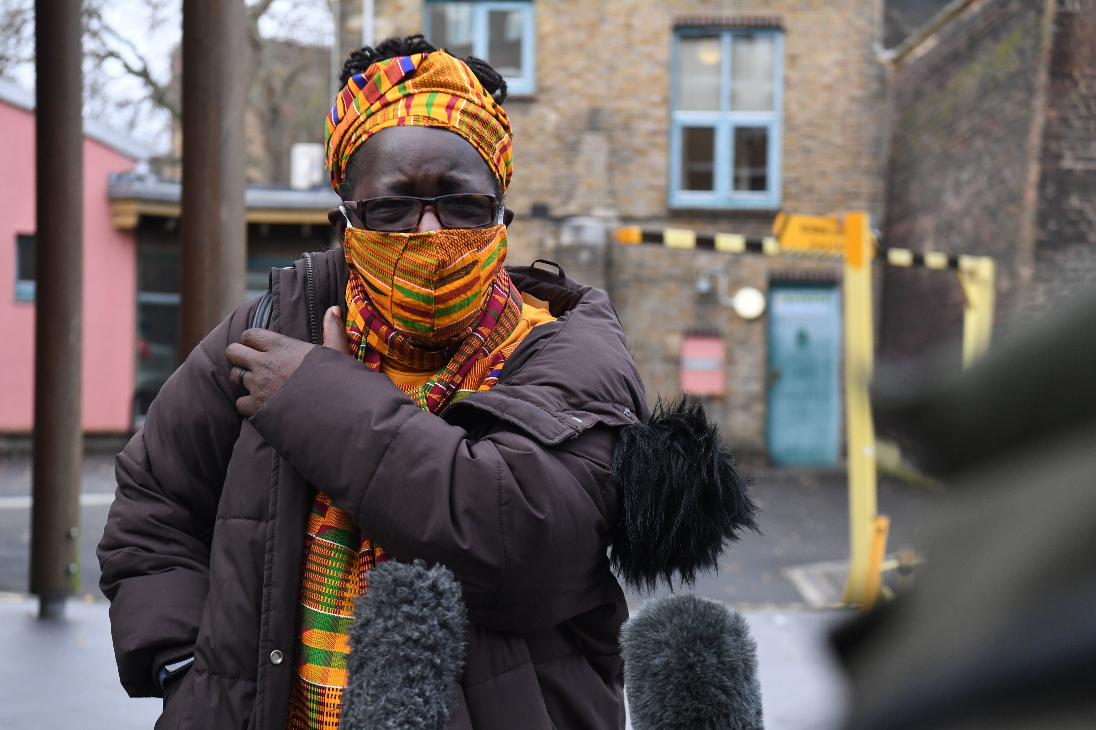 Rosamund Adoo-Kissi-Debrah speaking outside Southwark Coroner’s Court