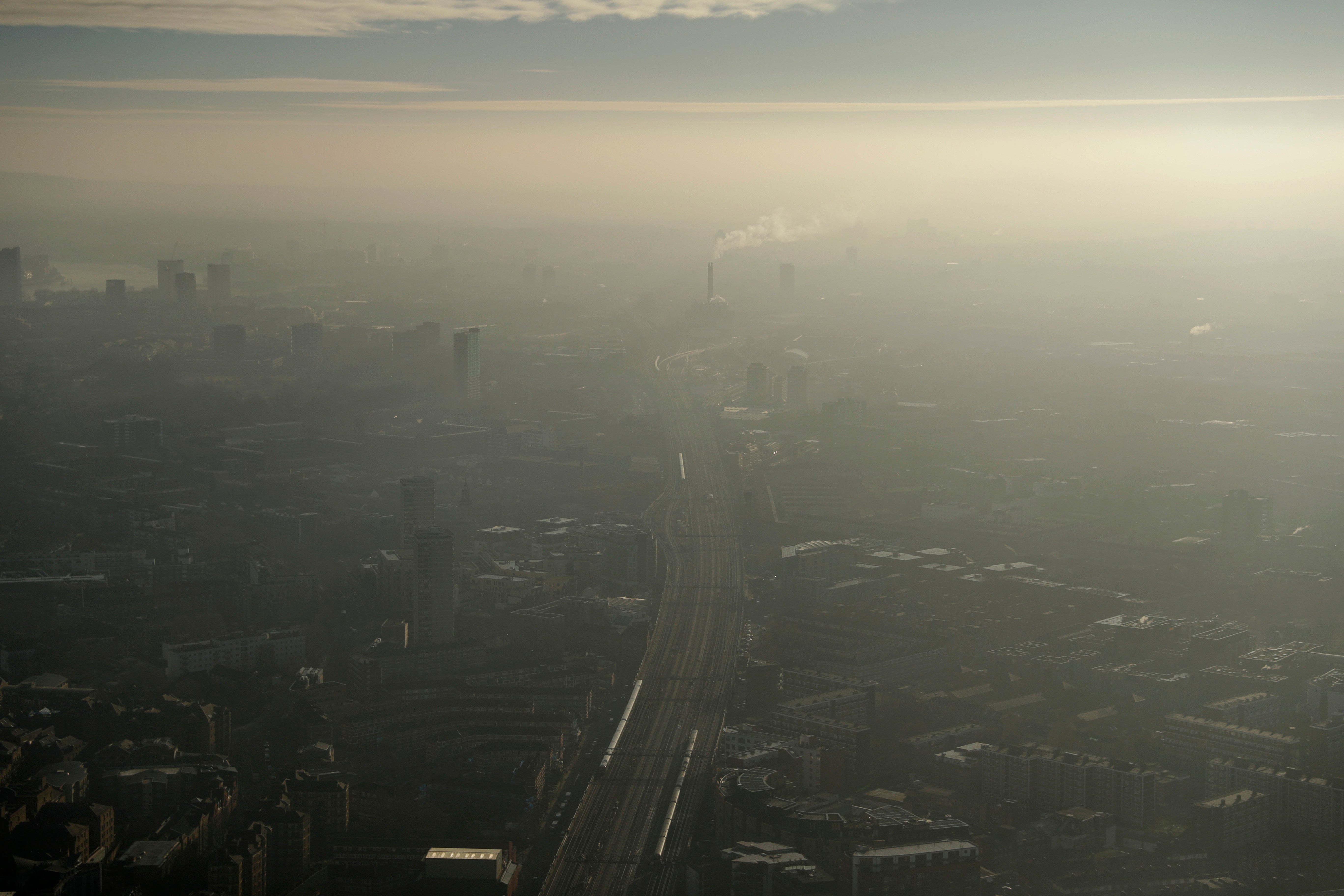 Pollution haze over southeast London