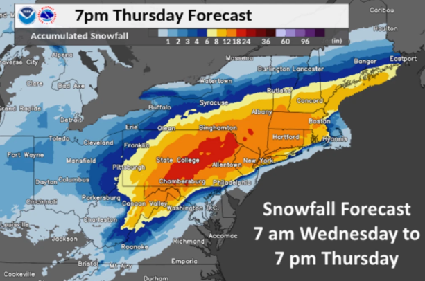 Snow is forecast throughout Wednesday and Thursday