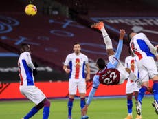 Haller’s stunning overhead kick earns West Ham draw vs 10-man Palace