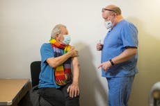 Sir Ian McKellen receives the Pfizer vaccine in hospital