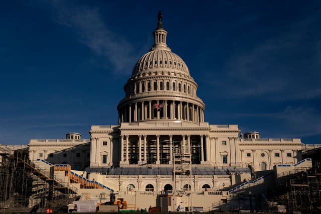 Workers prepare US Captiol for inauguration day