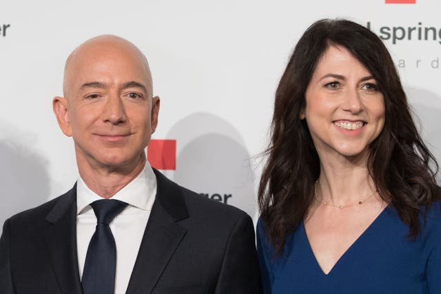 Amazon founder, Jeff Bezos with wife MacKenzie Scott, who has donated more than $4bn in the past four months 