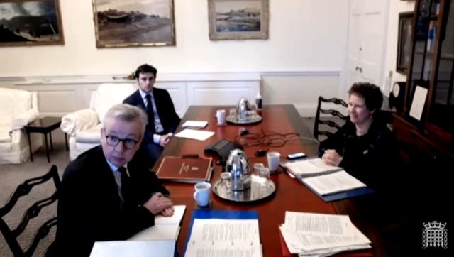 Michael Gove gives evidence to a parliamentary committee by video link