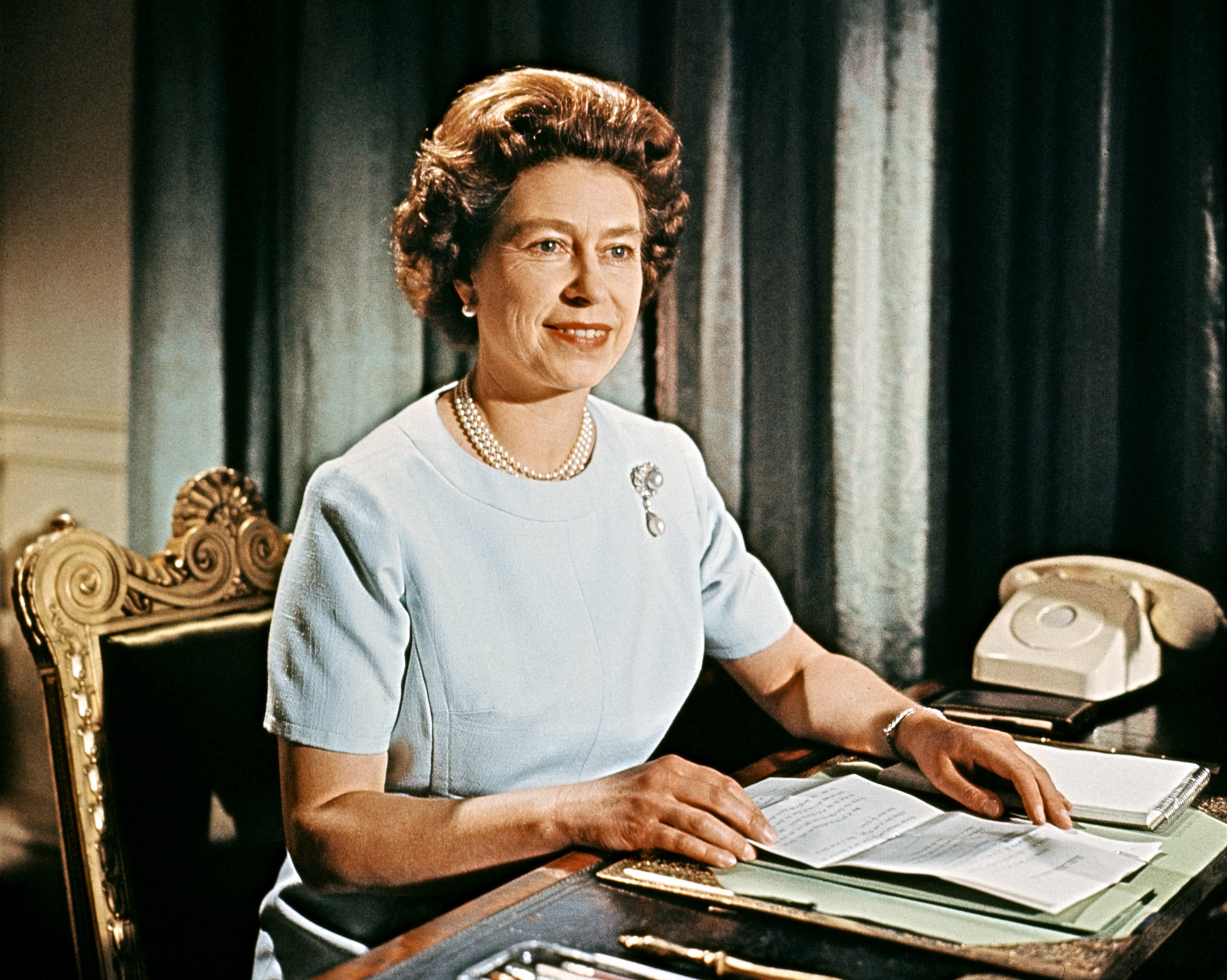 The Queen during the recording of her Christmas message in December 1971