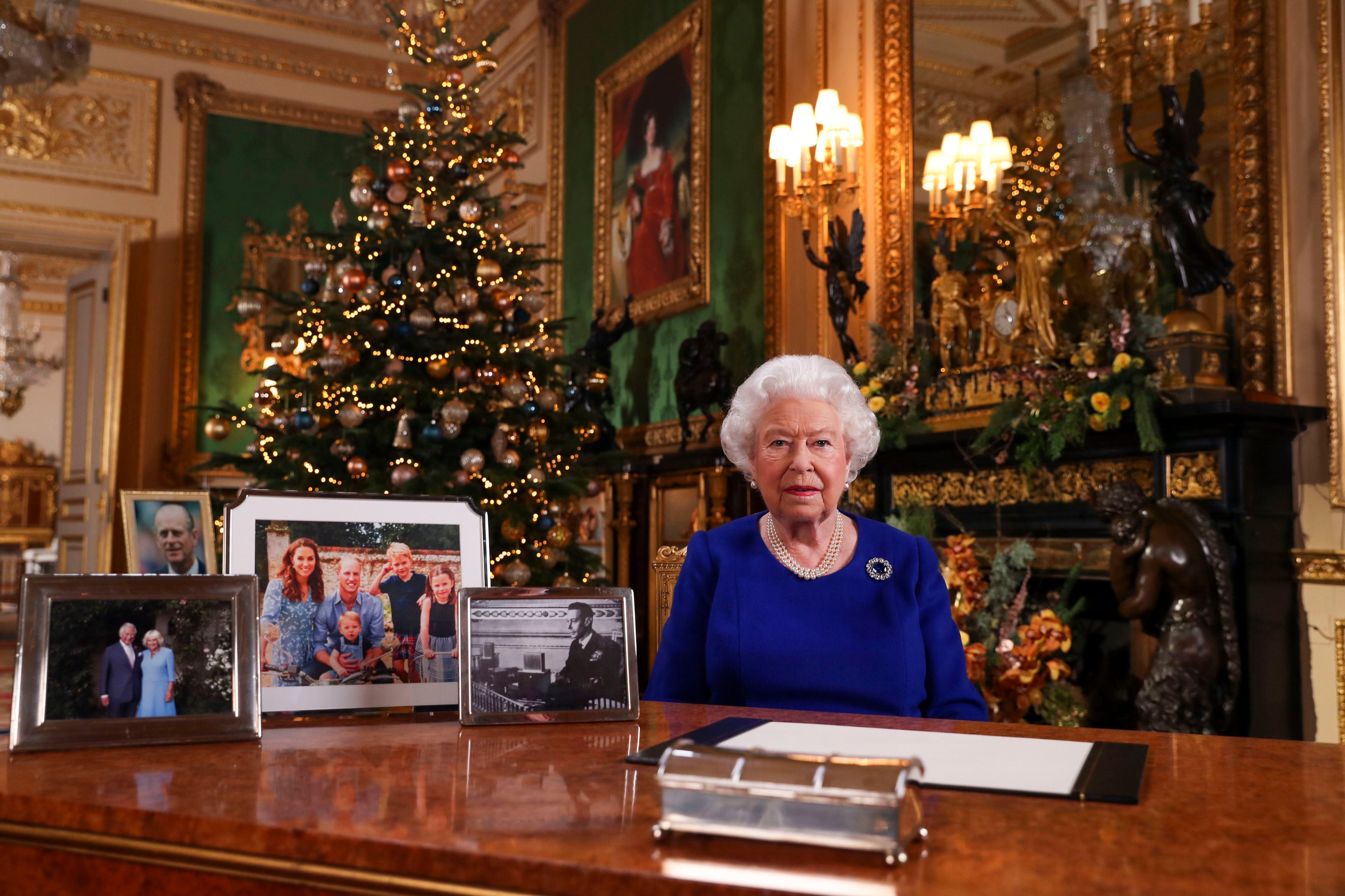 Queen Elizabeth II after recording her annual Christmas Day message at Windsor Castle in December 2019