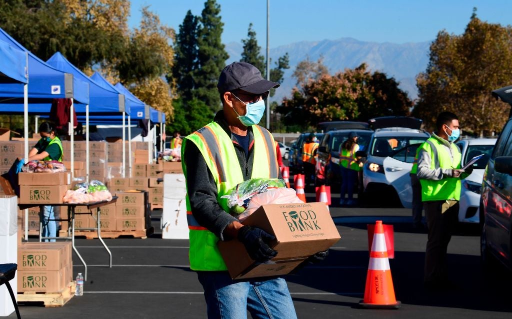 The struggling US economy has plunged more Americans into poverty and needing food.