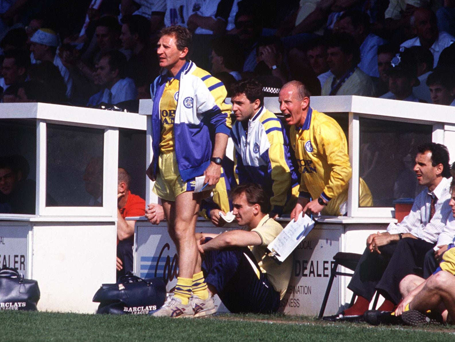 Howard Wilkinson on the touchline as Leeds win promotion in 1990
