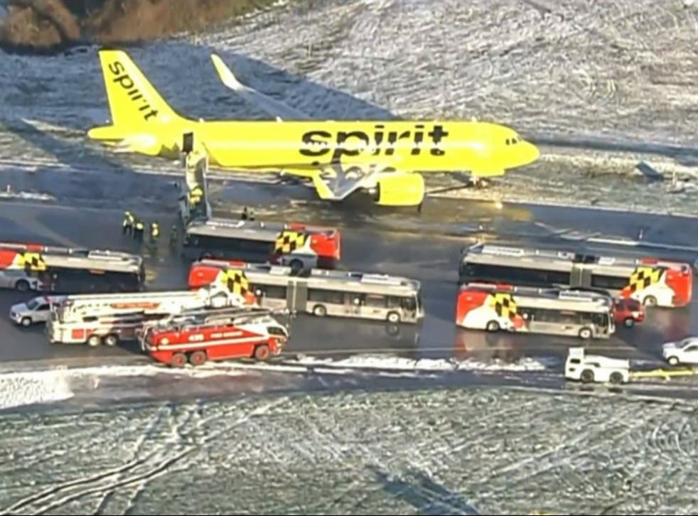 Spirit Airlines flight slid off the taxiway