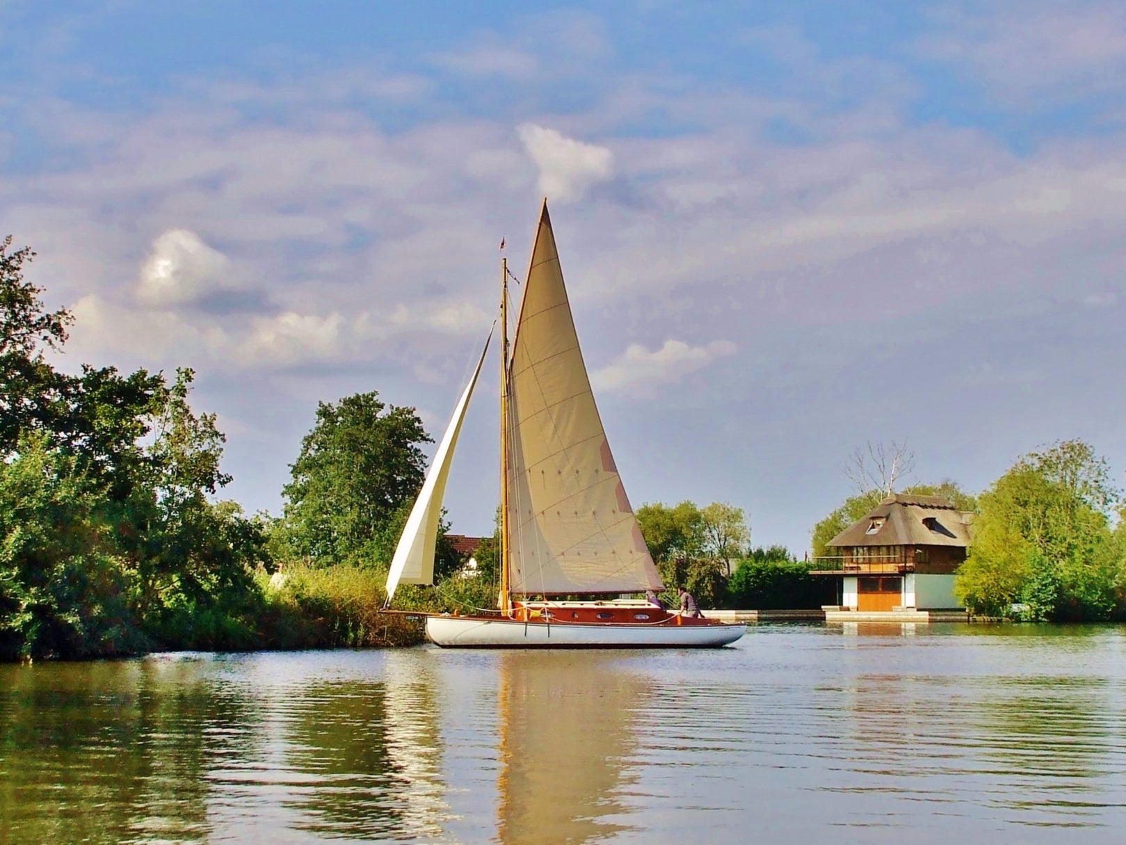 The group of friends had hired a boat and were sailing along the River Bure in Norfolk