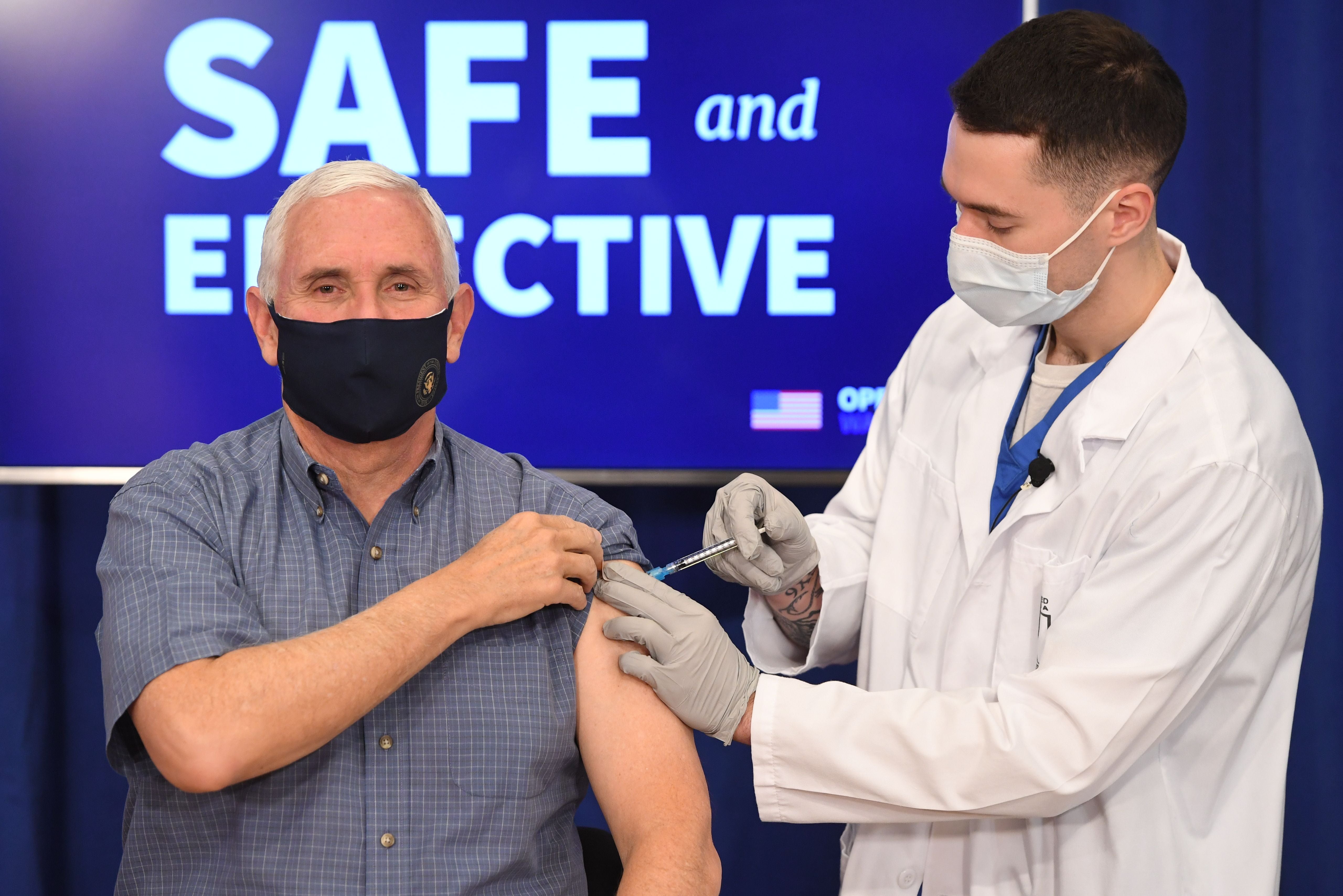 File image: US vice president Mike Pence taking Covid-19 vaccine&nbsp;