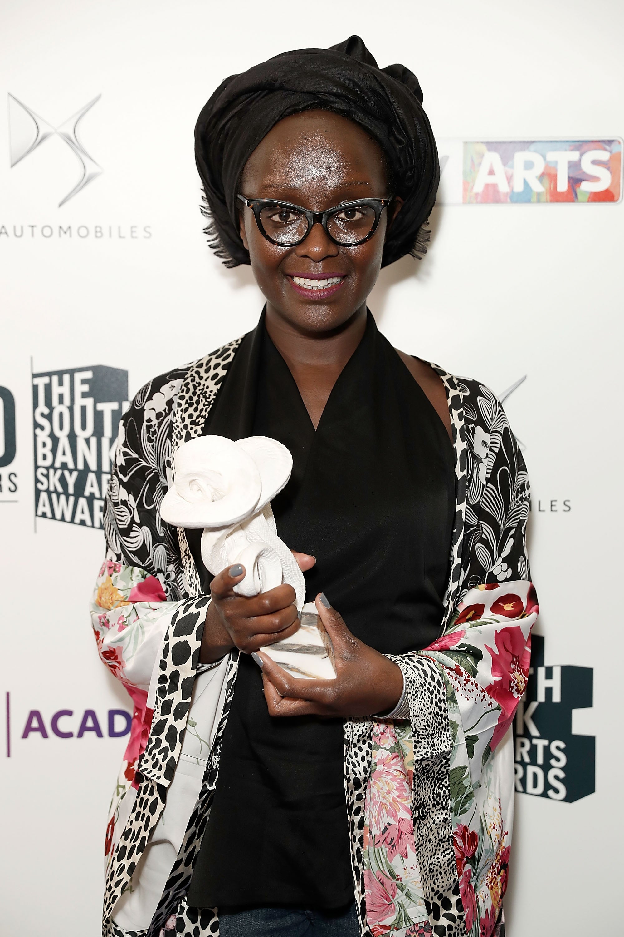 Lynette Yiadom-Boakye with her Visual Art award at the South Bank Sky Arts Awards at London’s Savoy Hotel, on 5 June 2016