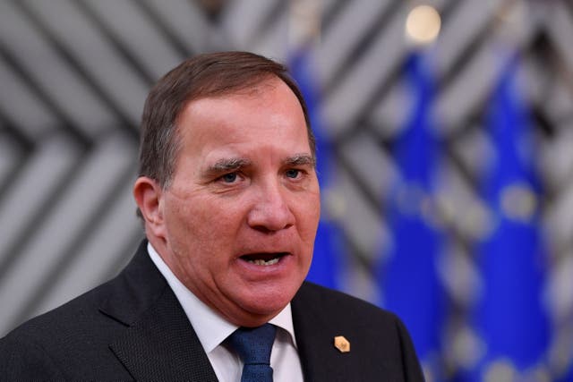 Sweden’s Prime Minister Stefan Lofven speaks as he arrives to attend a face-to-face EU summit amid the coronavirus disease (COVID-19) lockdown in Brussels, Belgium on 10 December 2020. 