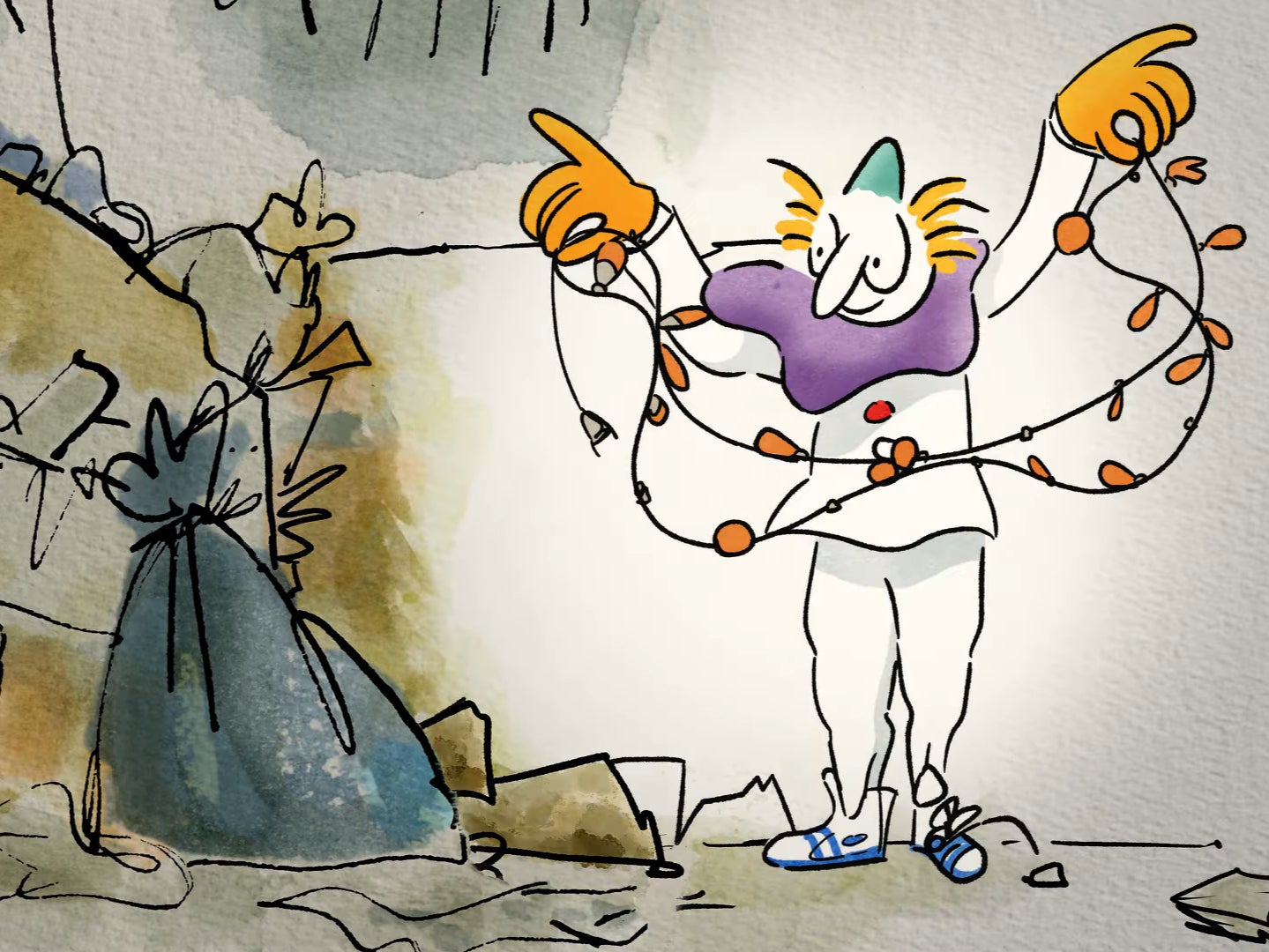 A still from Quentin Blake’s Clown, Channel 4’s new hand-drawn animated special