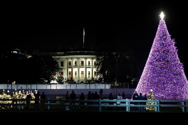 <p>The National Christmas Tree is illuminated outside of the White House.</p>