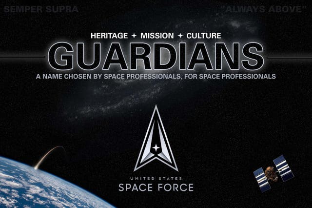 <p>Space Force reveals its personnel will be known as Guardians</p>