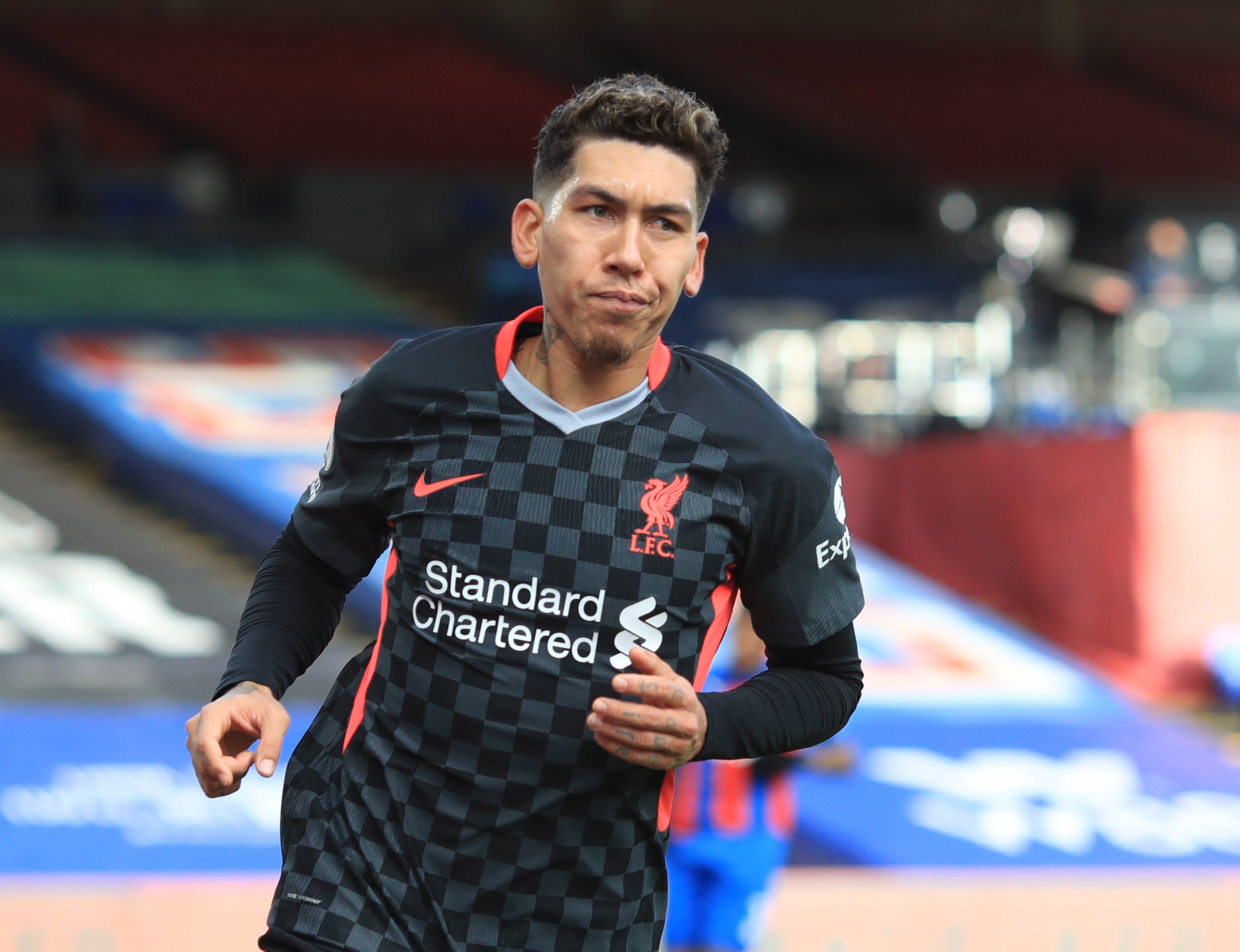 Roberto Firmino celebrates scoring his second in Liverpool’s 7-0 demolition of Crystal Palace