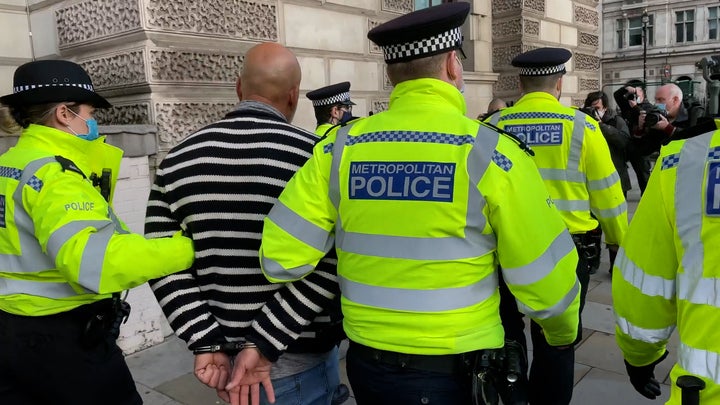 Police arrested anti-lockdown protestors in central London after they broke Covid-19 restrictions