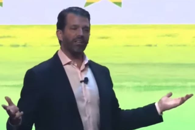 Donald Trump Jr speaking at Turning Point USA’s conference on Saturday 19 December