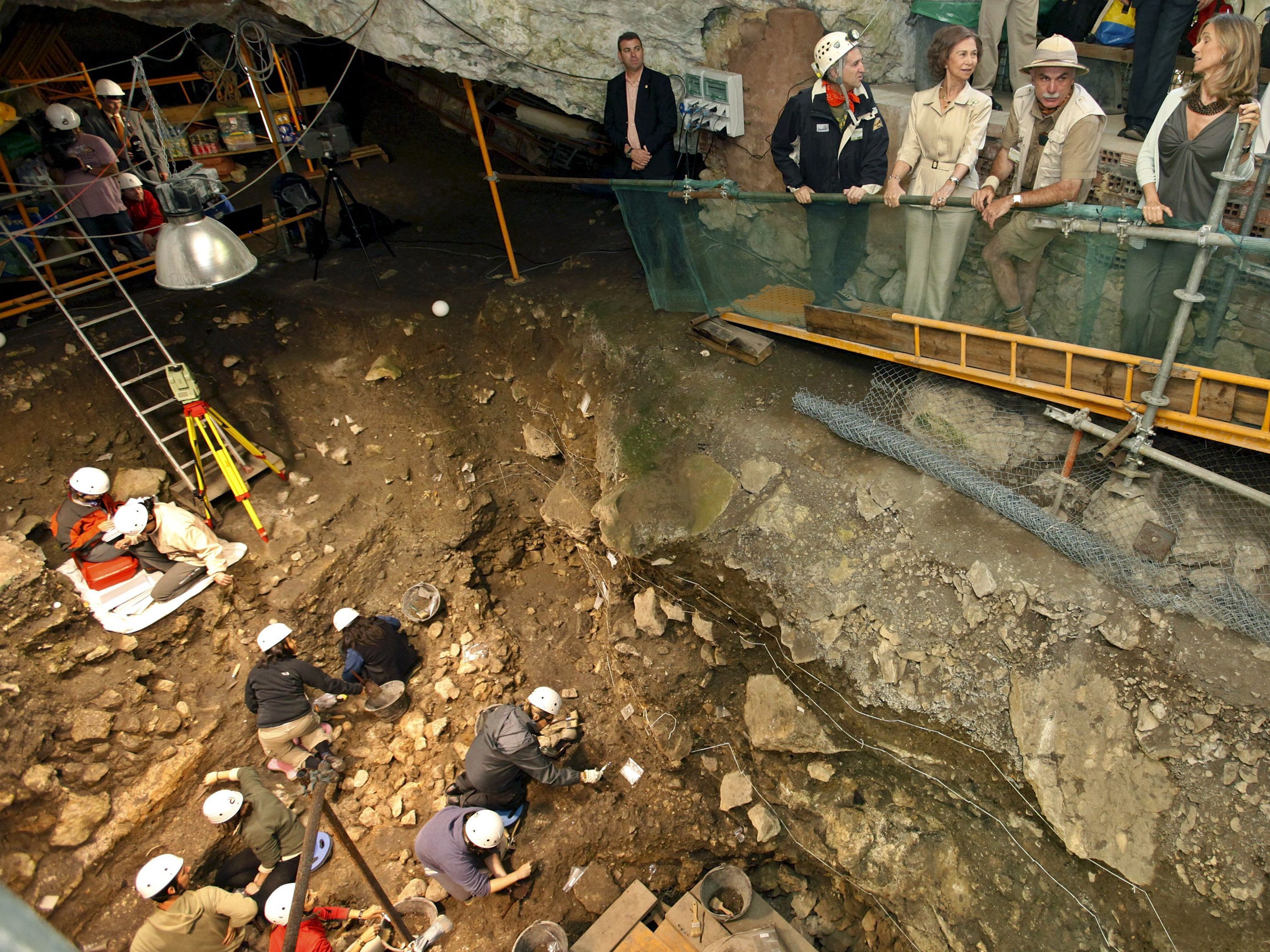 <p>Queen Sofia of Spain visiting the Atapuerca archaeological site in 2009</p>