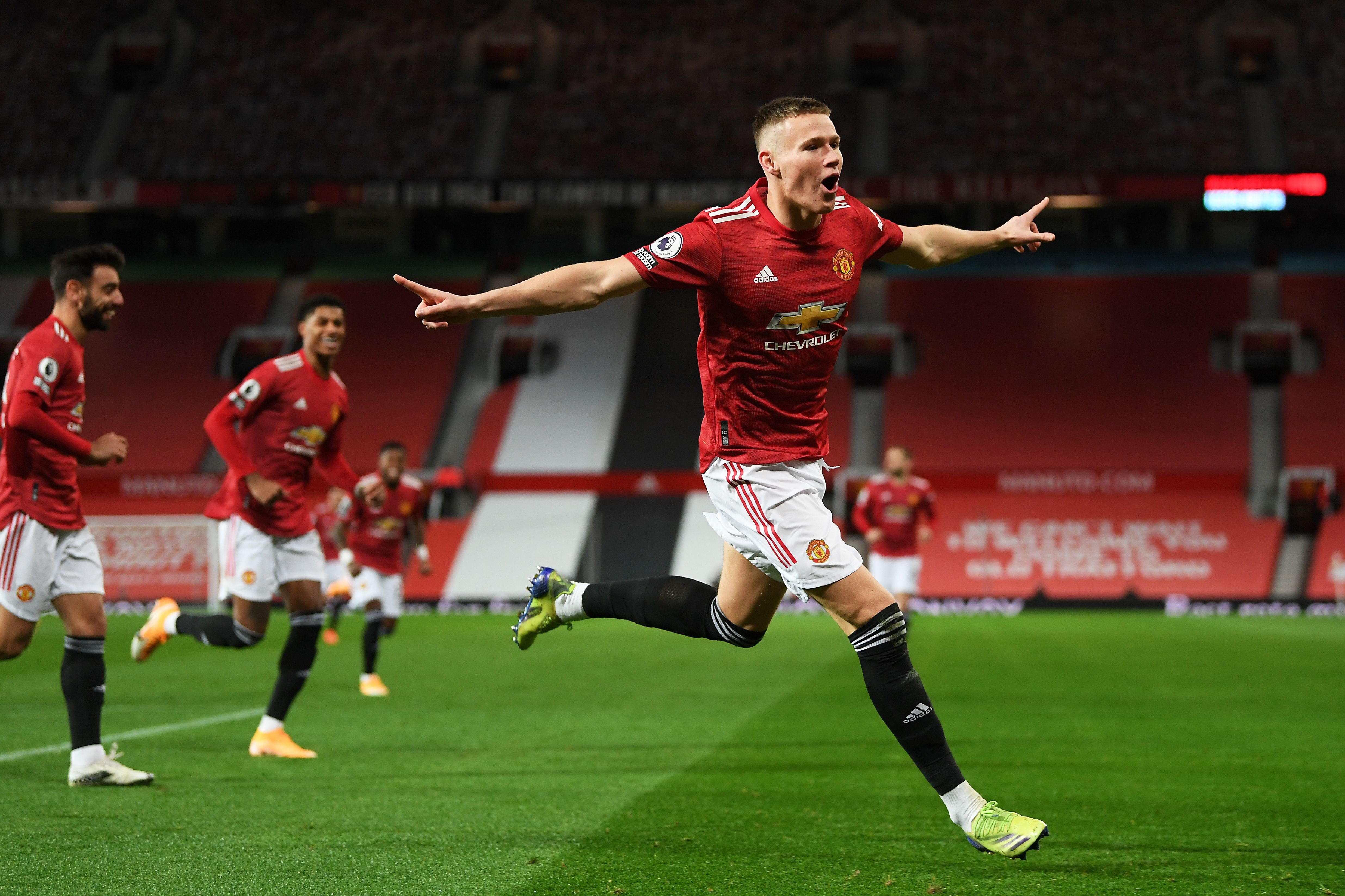 Scott McTominay celebrates his second early goal