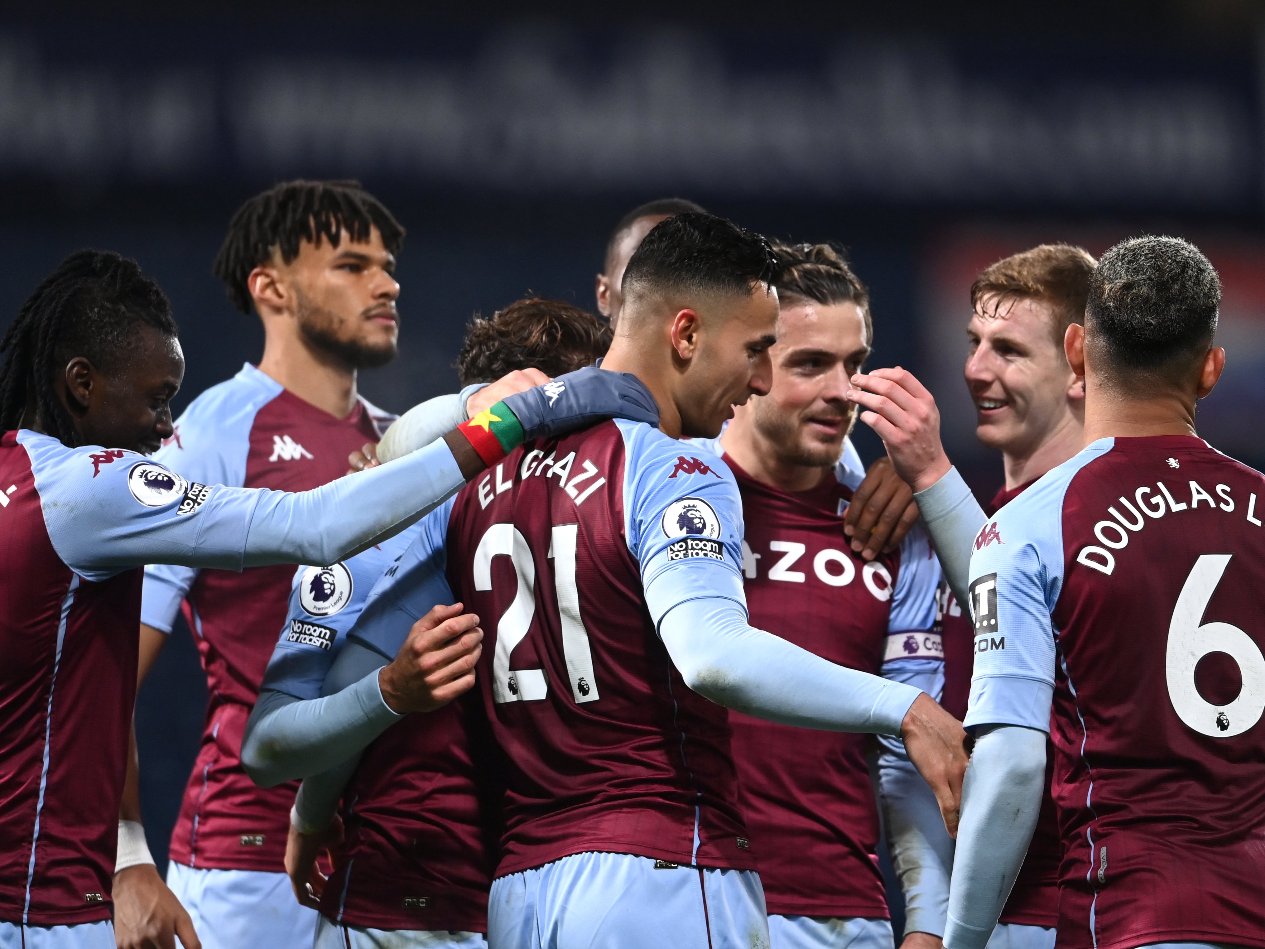 Anwar El Ghazi (centre) started and ended the match by scoring for Aston Villa