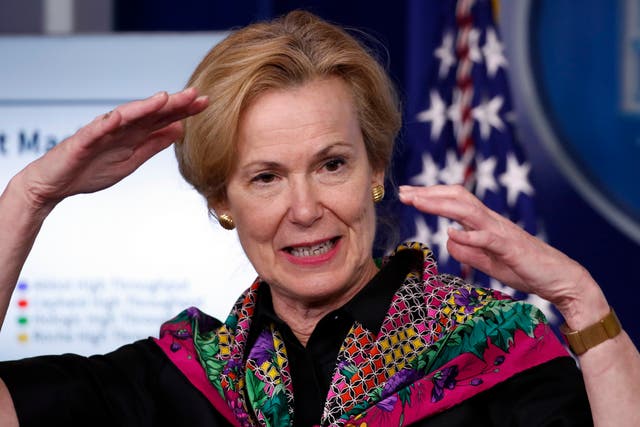 Dr Deborah Birx, White House coronavirus response coordinator, speaks about the coronavirus in the James Brady Press Briefing Room of the White House in Washington