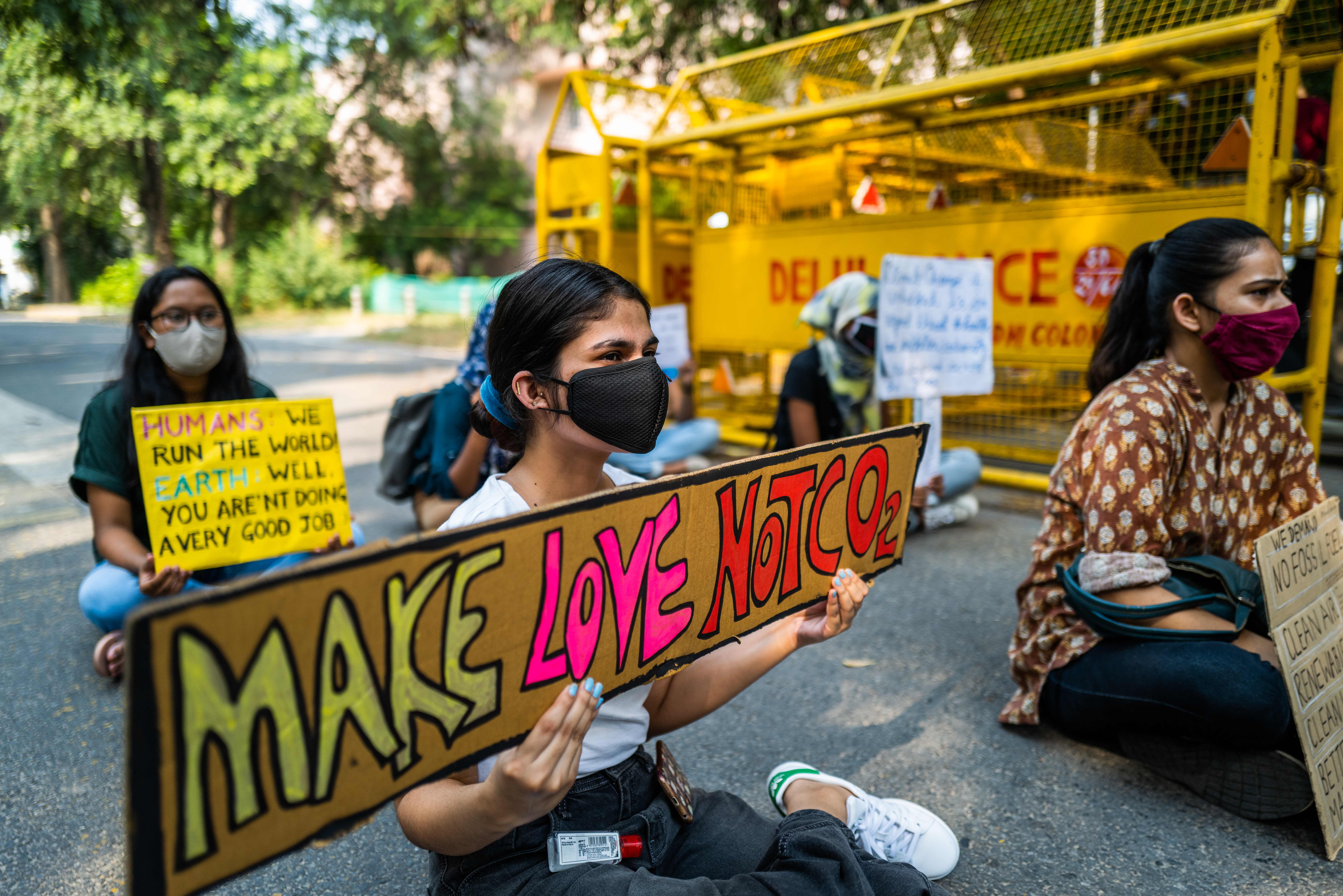 Fridays for Future Delhi protesters take part in the global climate strike in September
