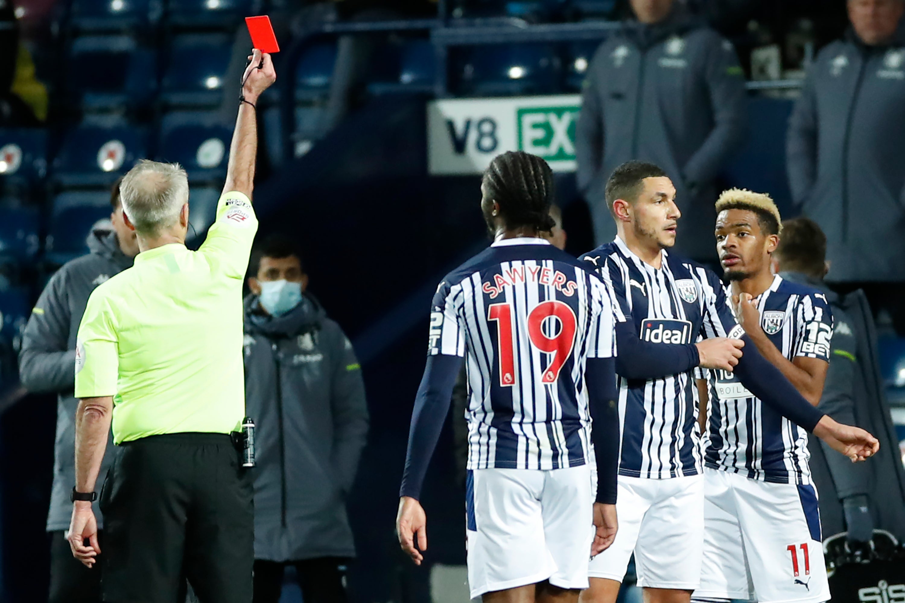 Jake Livermore was sent off in Sam Allardyce’s first game as West Brom manager