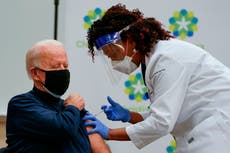 Biden receives Covid vaccine on live TV in effort to inoculate America