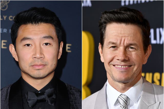 <p>Simu Liu and Mark Wahlberg</p>