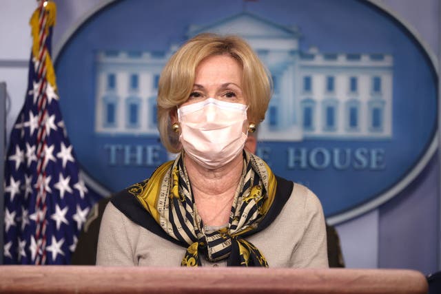 <p>Dr Deborah Birx speaks during a White House coronavirus task force press briefing in November</p>