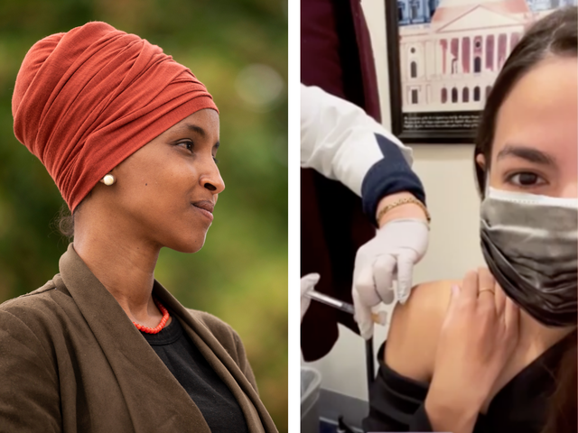 <p>llhan Omar has criticized lawmakers like AOC, who received the vaccine ahead of other Americans</p>