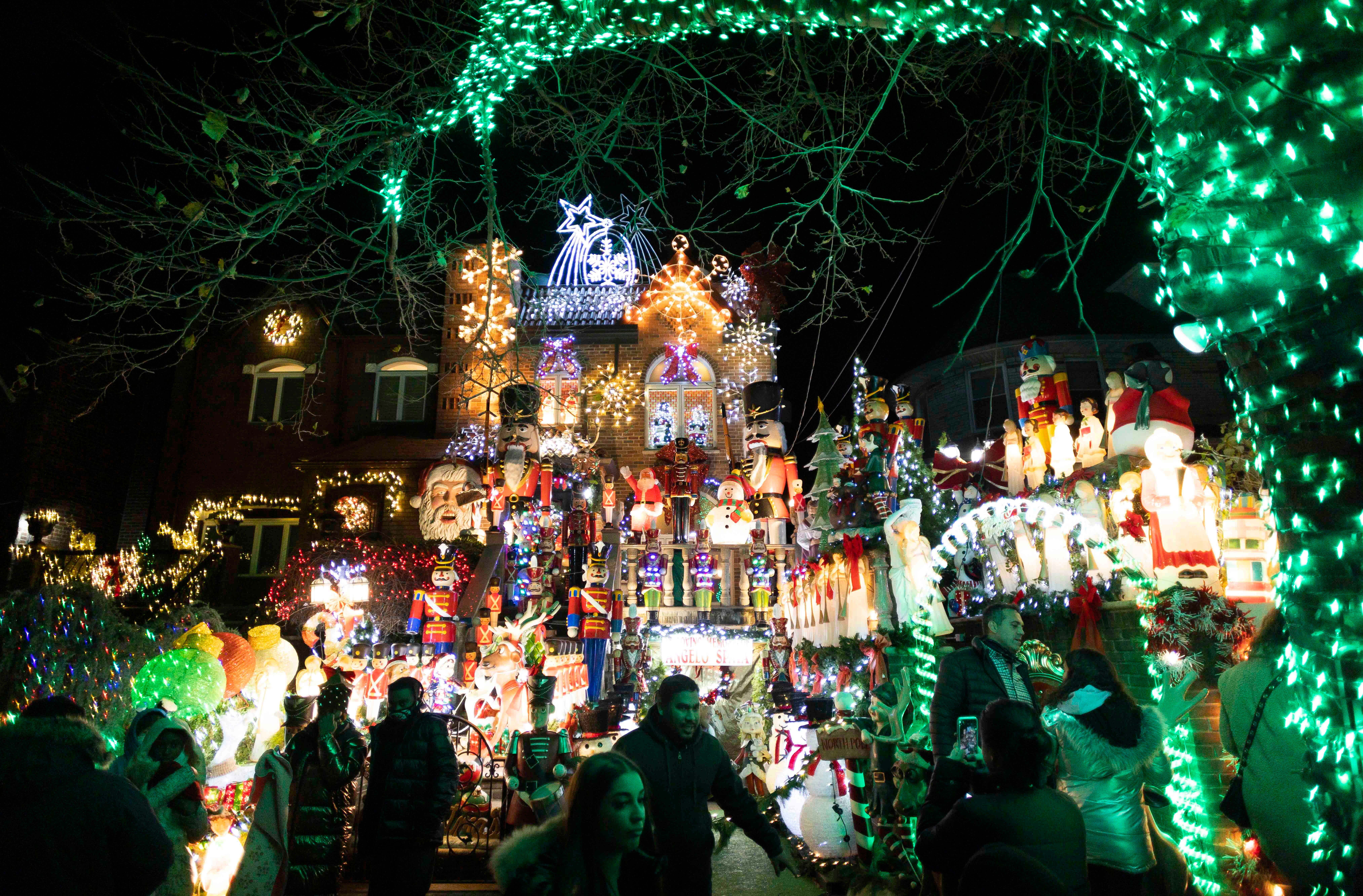 A house decorated in Christmas lights in the Dyker Heights neighbourhood of Brooklyn