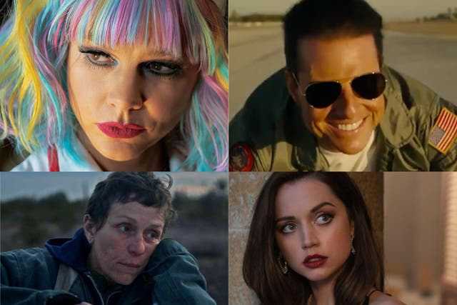 <p>Clockwise from top left: Promising Young Woman, Top Gun: Maverick, No Time to Die and Nomadland</p>