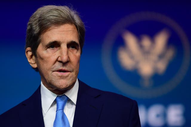 Special Presidential Envoy for Climate John Kerry speaks after being introduced by President-elect Joe Biden as he introduces key foreign policy and national security nominees and appointments at the Queen Theatre on November 24, 2020 in Wilmington, Delaware