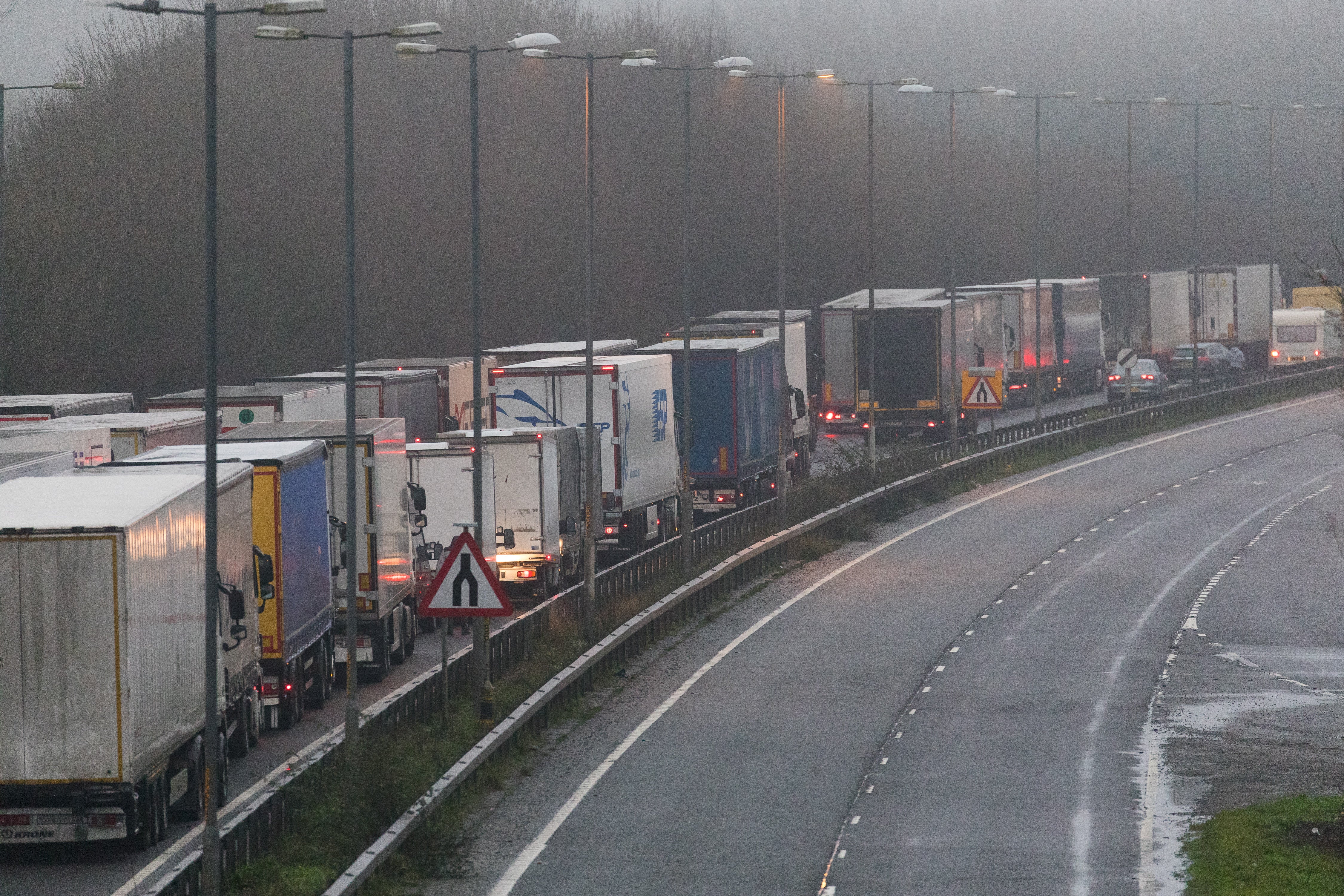 But lorries still queue up on the A2 on the outskirts of Dover